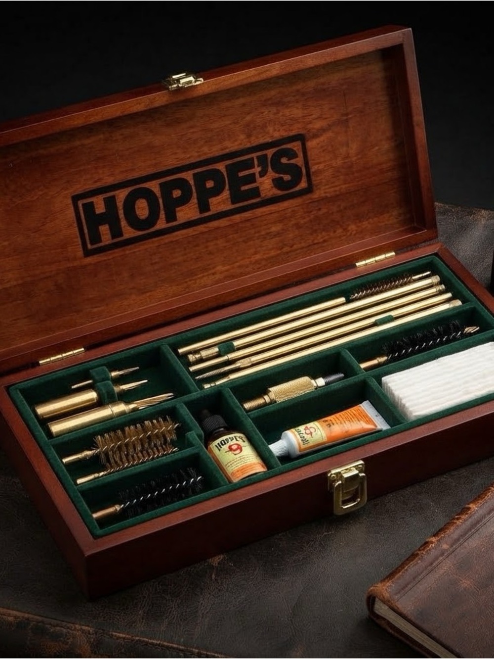 HOPPE’S GUN CLEANING KIT WOODEN STORAGE BOX CHEST EMPTY